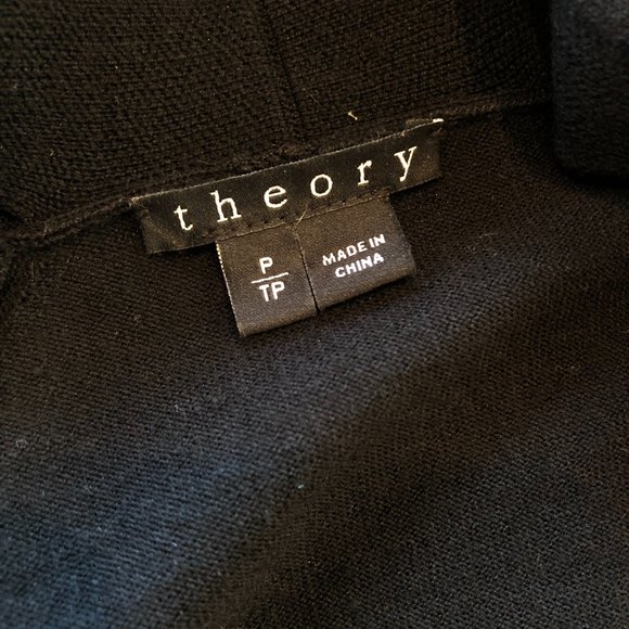 Theory lightweight black wool cardigan Petite Sm. - Picture 6 of 12